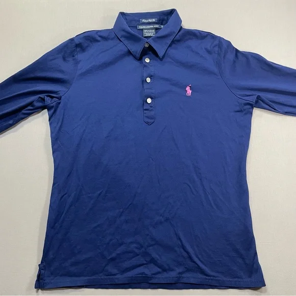 Ralph Lauren Golf Tailored Golf Fit Polo Long Sleeve Top, Blue - Womens Large - Picture 5 of 12